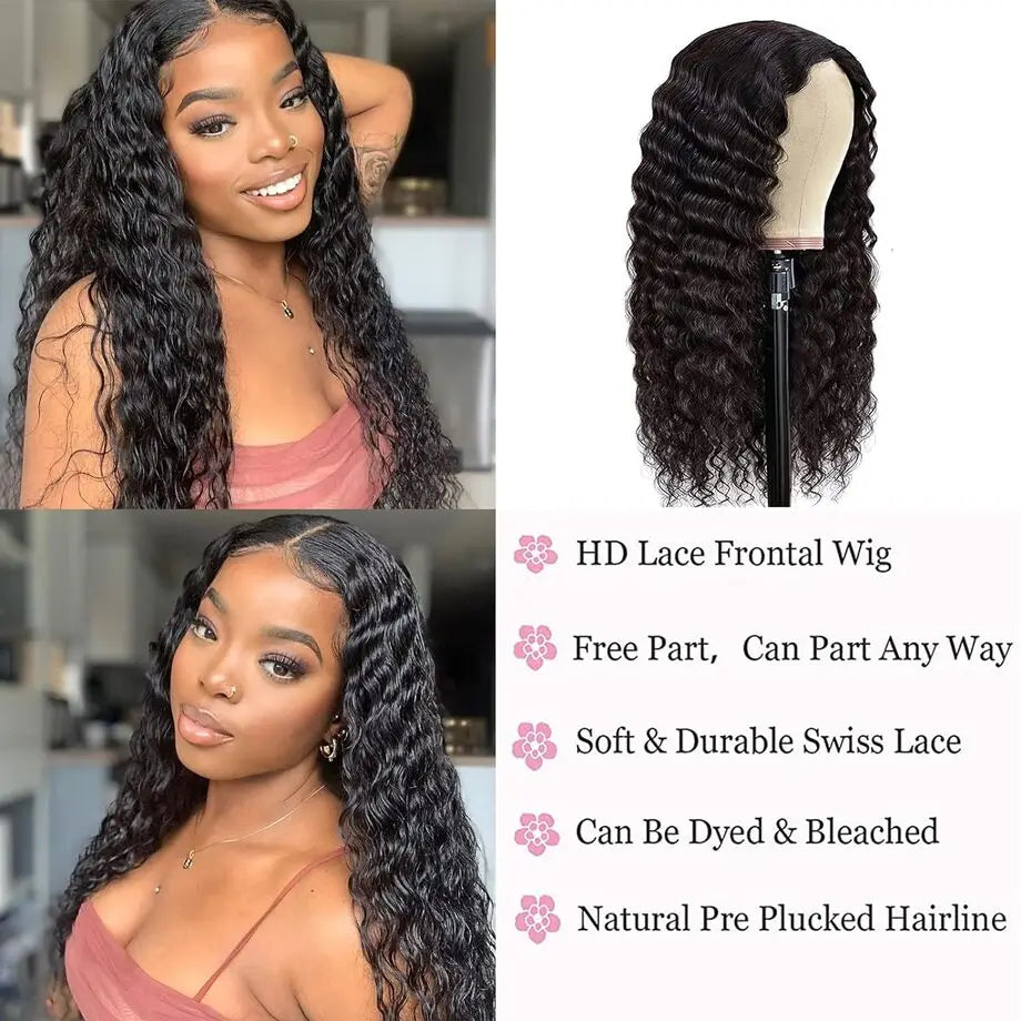 13x6 Hd 30 Inch Curly Wave Human Hair Lace Frontal Wigs Black Brazilian 100% Natural Cheap On Sale Clearance For Women Choice