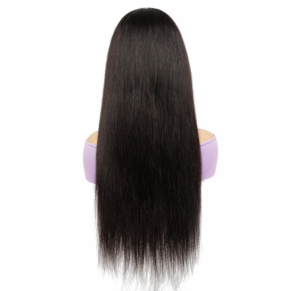 Straight Headband Wig Human Hair Full Machine Made Glueless Wig Brazilian Natural Hair Wig for Black Women 150% Density Remy