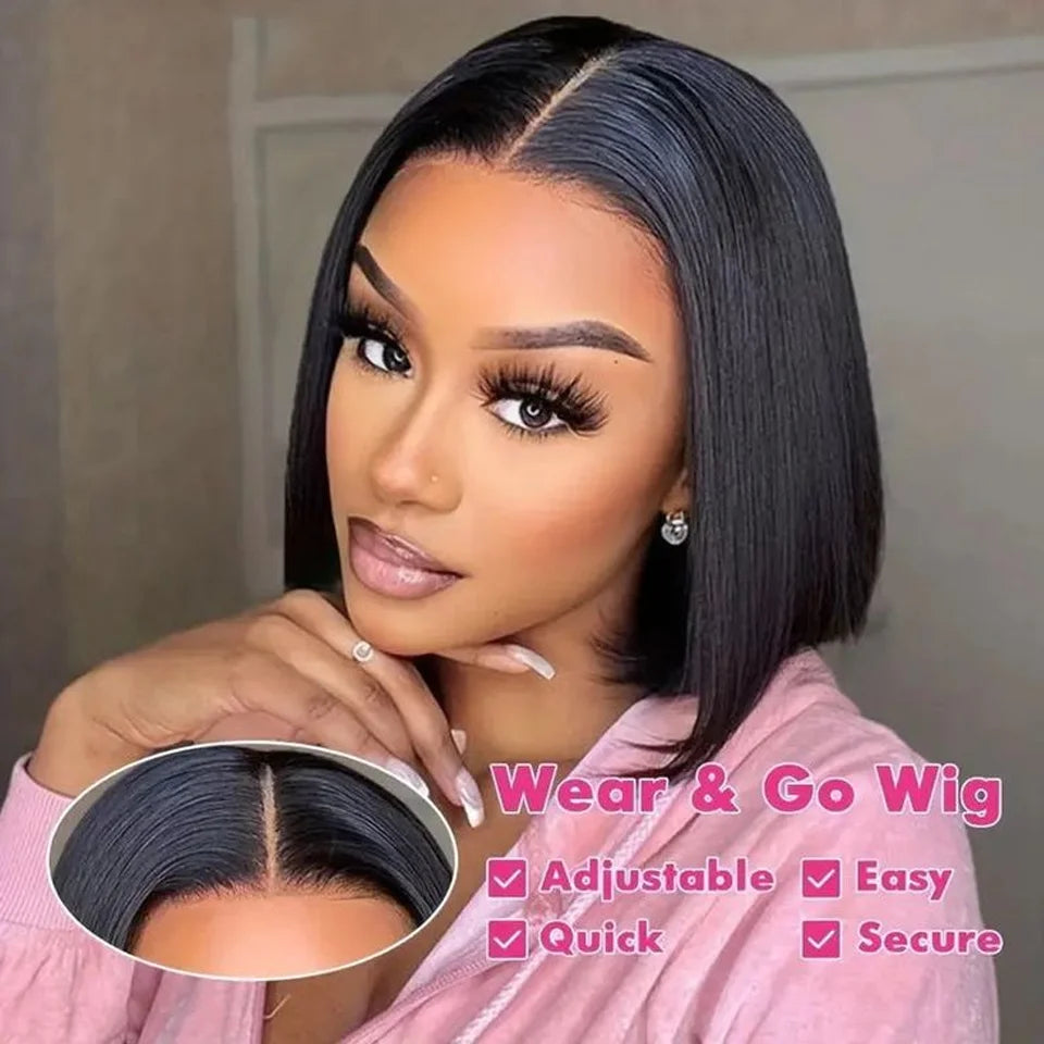 Black Pearl Brazilian Short Bob Wigs 100% Human Hair HD Transparent Lace Front Wigs For Black Women Pre Plucked with Baby Hair