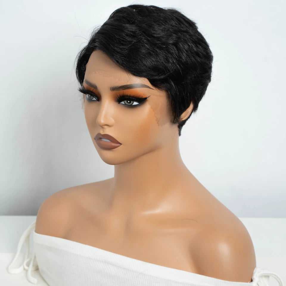 Lekker Short Pixie Cut 13X1 Lace Front 100% Human Hair Wigs For Women Glueless Ready to Wear Brazilian Remy Hair Colored Wigs