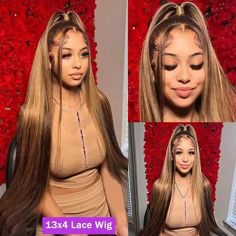 Highlight Wig 13x6 Hd Lace Frontal Wig Natural Hairline PrePlucked 30 Inch 13x4 Honey Blonde Straight Lace Front Wigs Human Hair