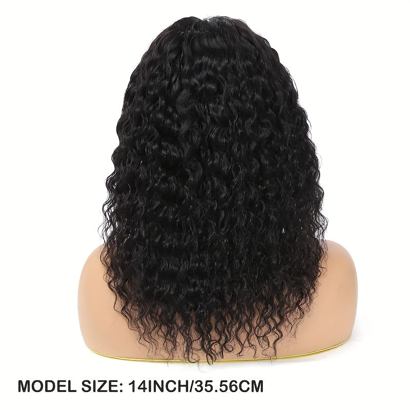 Nicelight Elegant Deep Wave Frontal Wig for Women - 76.2 cm Brazilian Human Hair, 150% Density, 4x4 HD Lace Closure, Natural Black Curly Style, Versatile Hair Wig|Curly Hair Wig|Textured Hair Wig, Wig Accessories