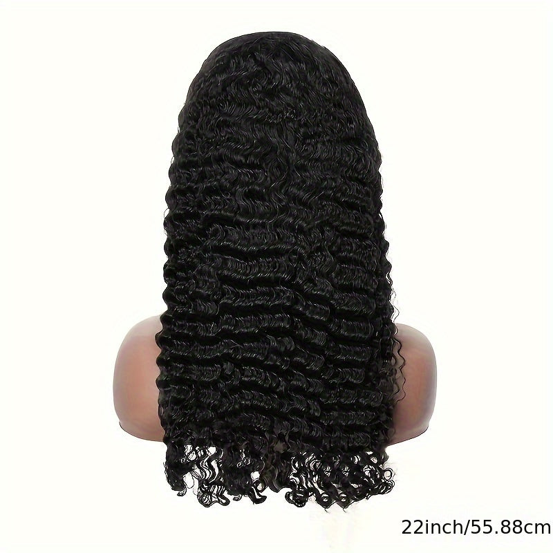 Nicelight Elegant Deep Wave Frontal Wig for Women - 76.2 cm Brazilian Human Hair, 150% Density, 4x4 HD Lace Closure, Natural Black Curly Style, Versatile Hair Wig|Curly Hair Wig|Textured Hair Wig, Wig Accessories