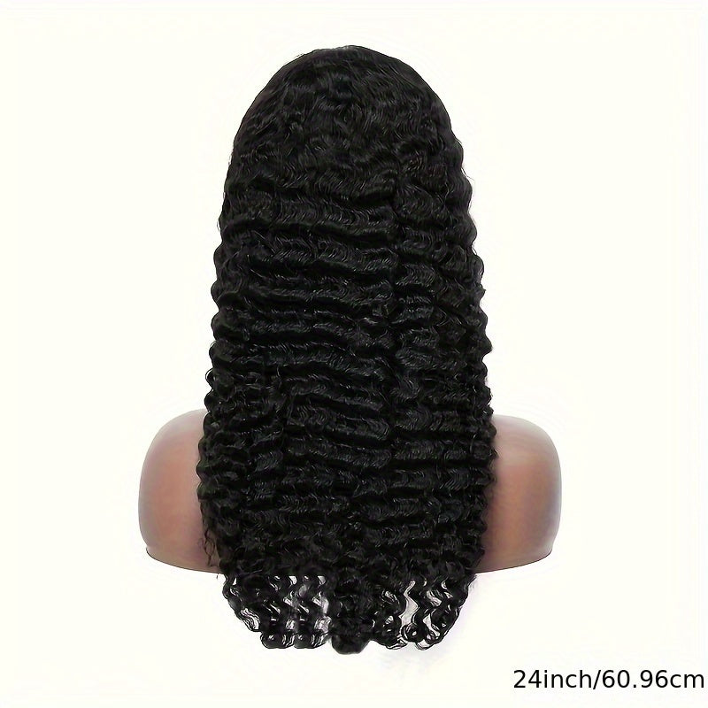 Nicelight Elegant Deep Wave Frontal Wig for Women - 76.2 cm Brazilian Human Hair, 150% Density, 4x4 HD Lace Closure, Natural Black Curly Style, Versatile Hair Wig|Curly Hair Wig|Textured Hair Wig, Wig Accessories