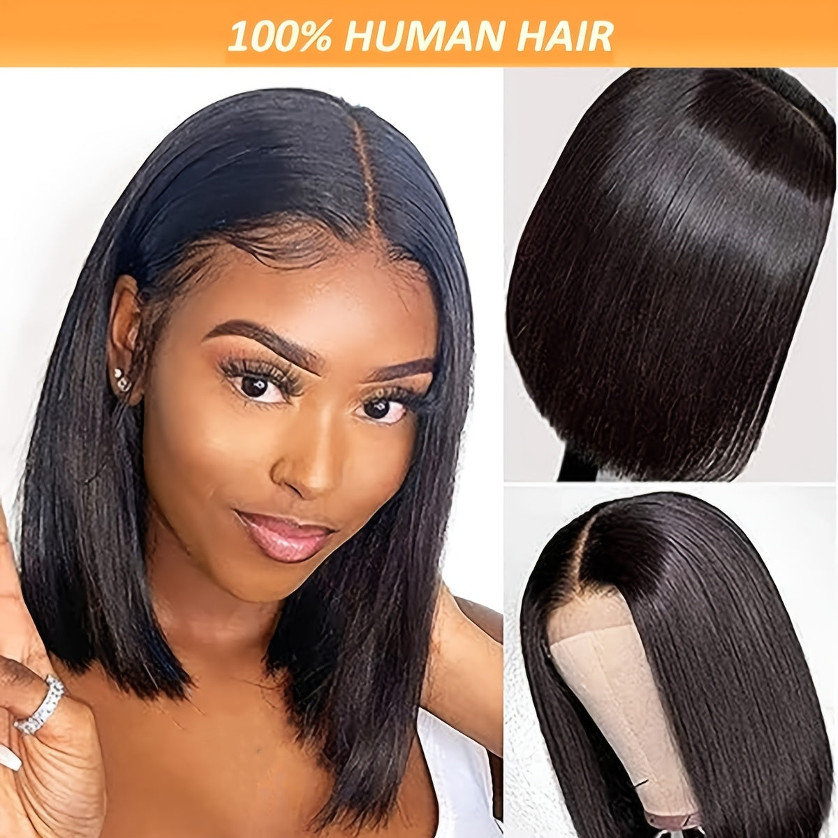 Gift for Girlfriend mother Handwoven Bob wig 5x1 HD Clear front lace wig Human Hair Prepulled Human Hair No Glue wig Human Hair 180 density Straight lace wig Ladies natural color